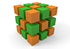 Orange ｜ Green ｜ Cube ―― 3D Illustration ｜ Free Material ｜ Download